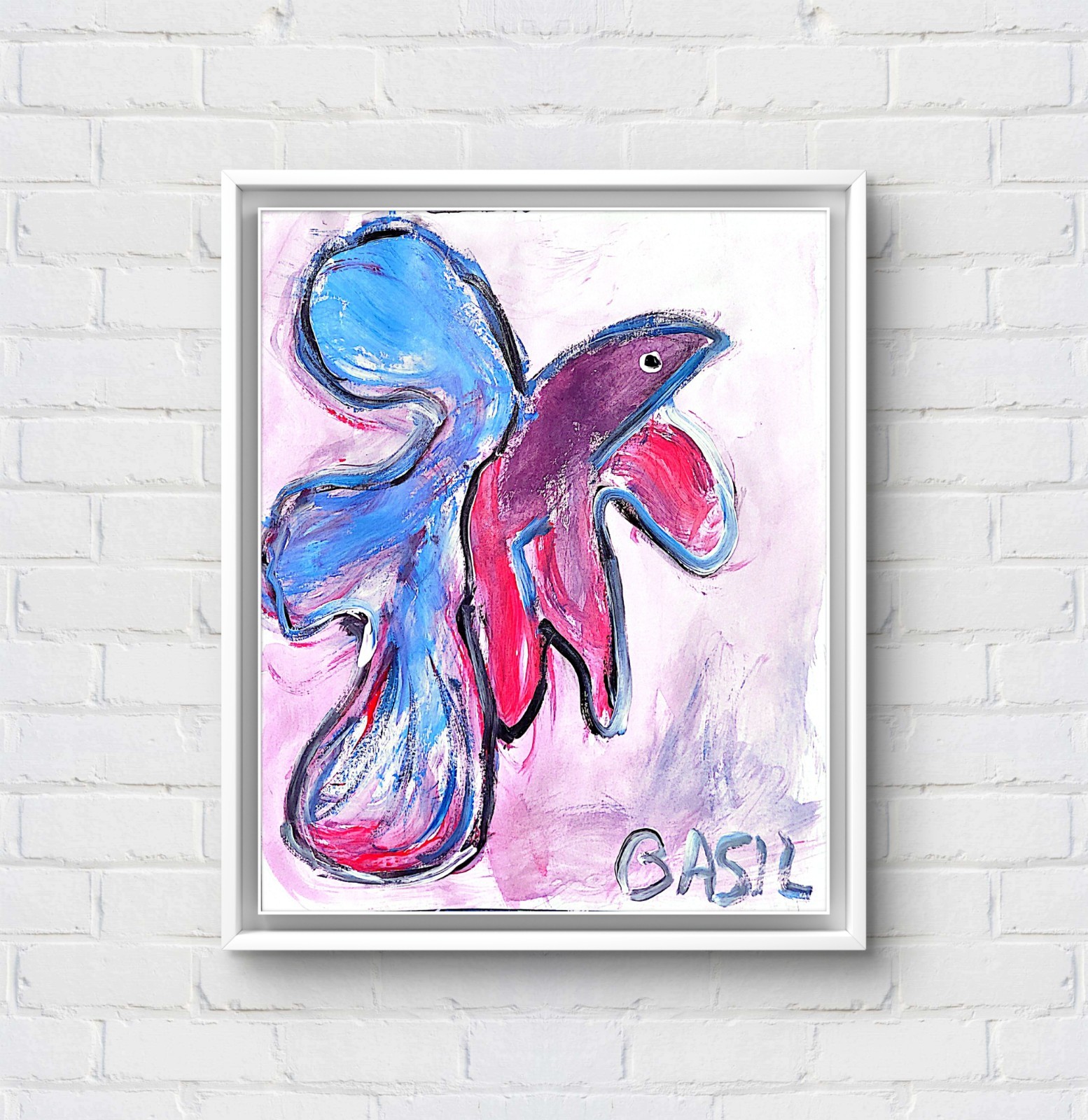 Angel Fish Colorful Neo Expressionist Original Paper Wall Art