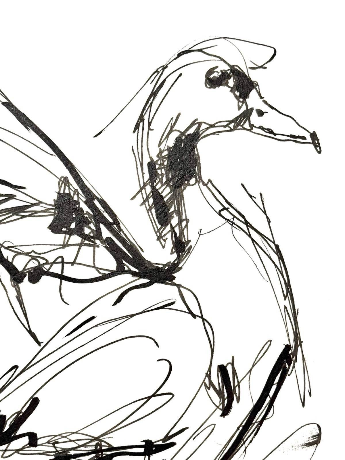 Original Abstract Expressive 9X12 Duck Paper Ink Drawing Handmade Signed 13