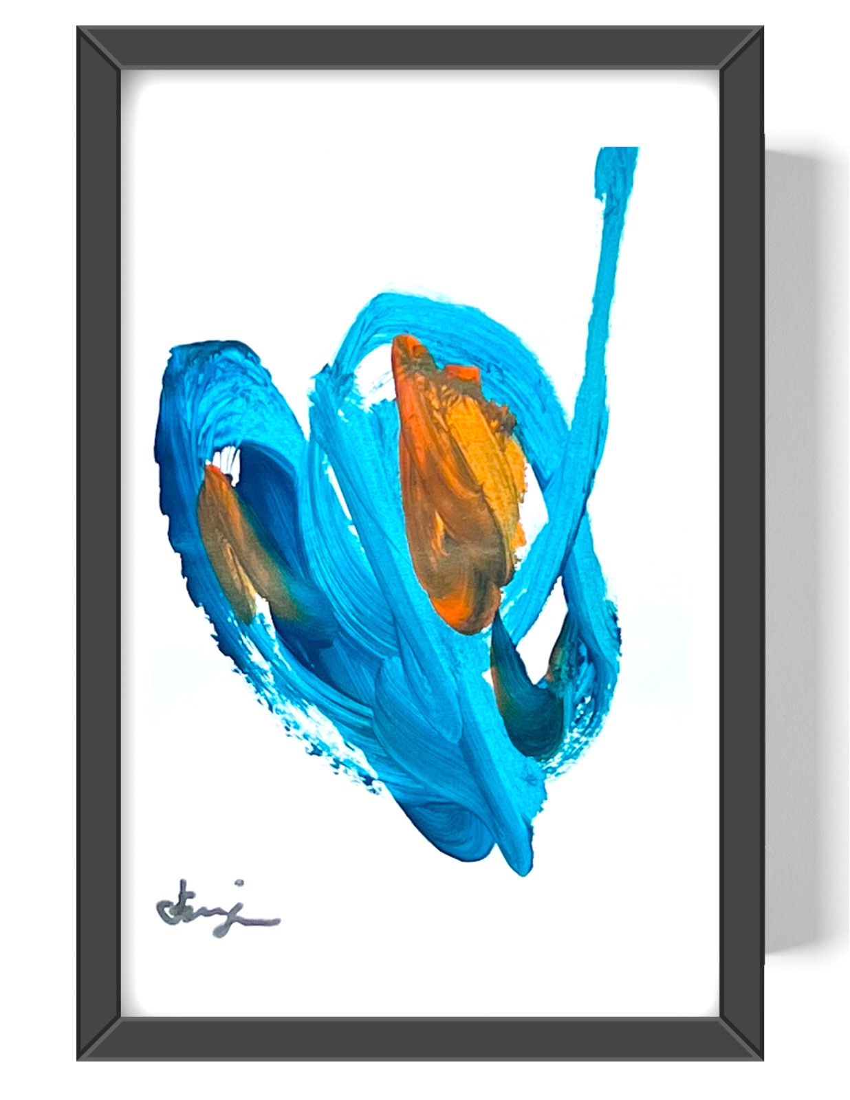 Guajardo Blue and Yellow Heart 9X6 Paper Unique Abstract Expressionism