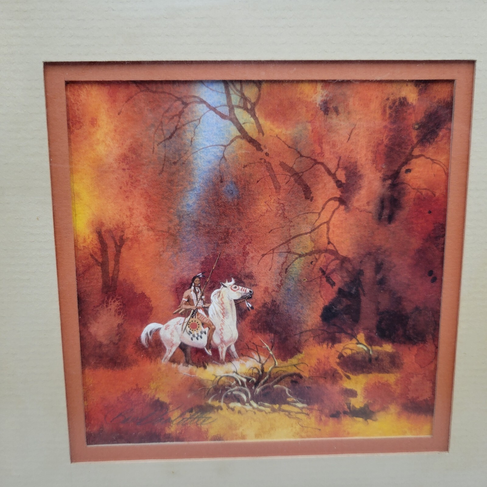 Bev Doolittle Original Watercolor Study 5×5 in Framed 9×9 in