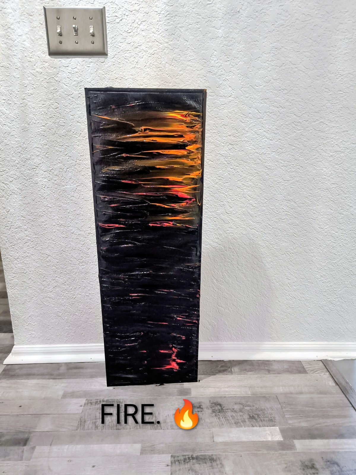 Fire Island , Trey Coppland Abstract on Canvas Black Framed 12+36 inches!