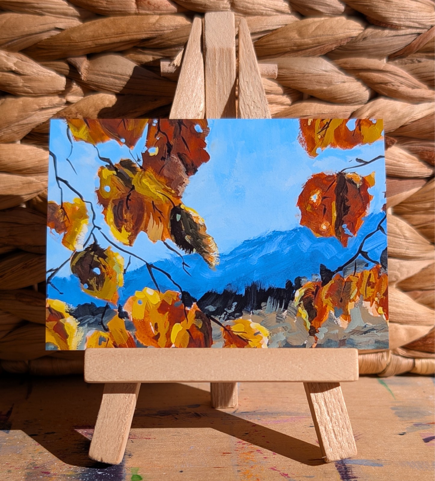 ACEO Print, Autumn Leaves Mountain Forest Colorado Landscape, 2.5″ x 3.5″