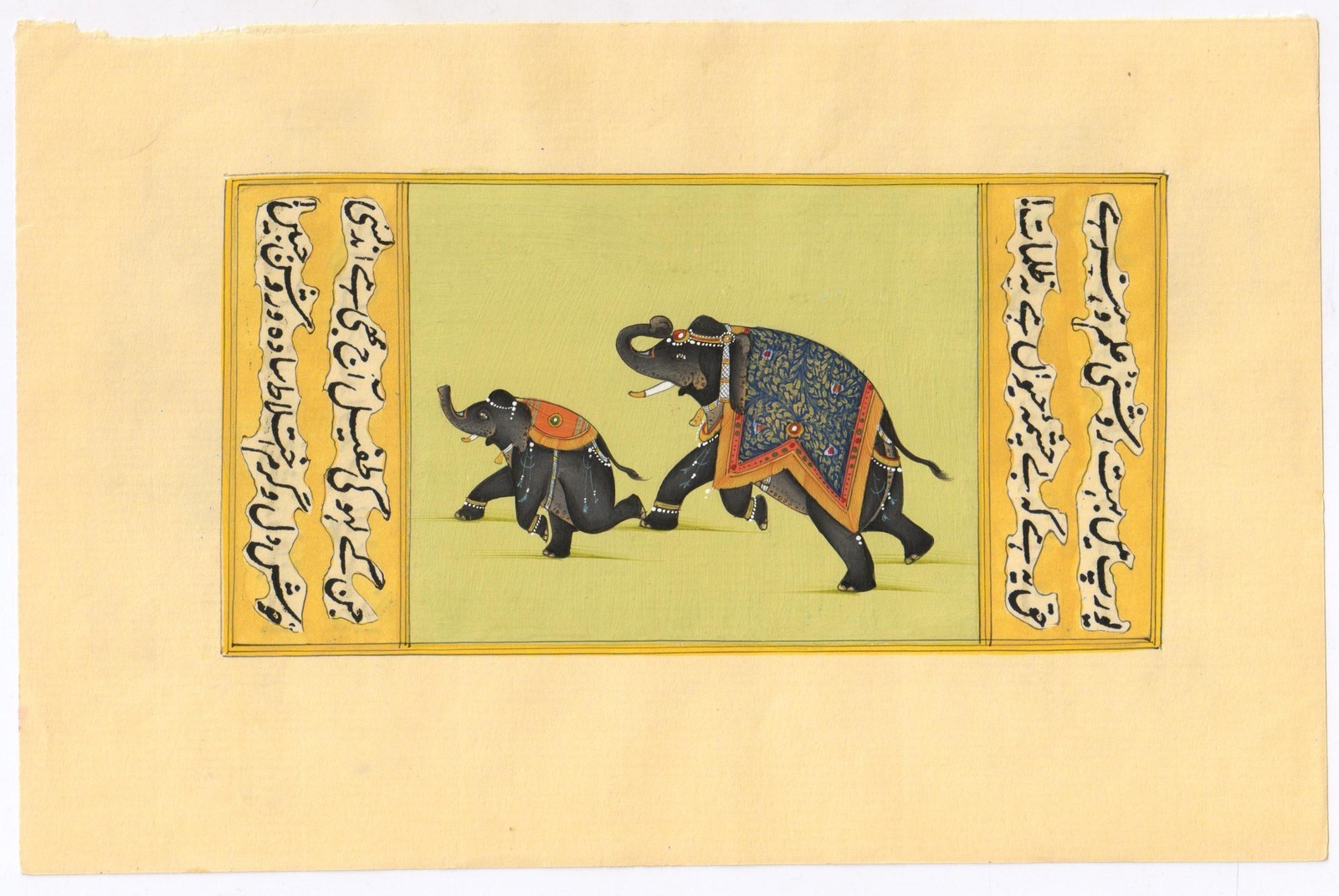 Indian Royal Elephants Painting Wall Hanging Miniature Art Watercolor Painting