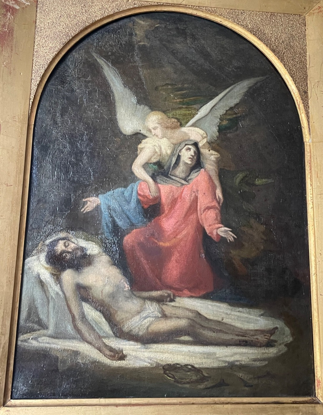 19th Century Eugene DELACROIX Antique French Old Master Oil Painting Pieta