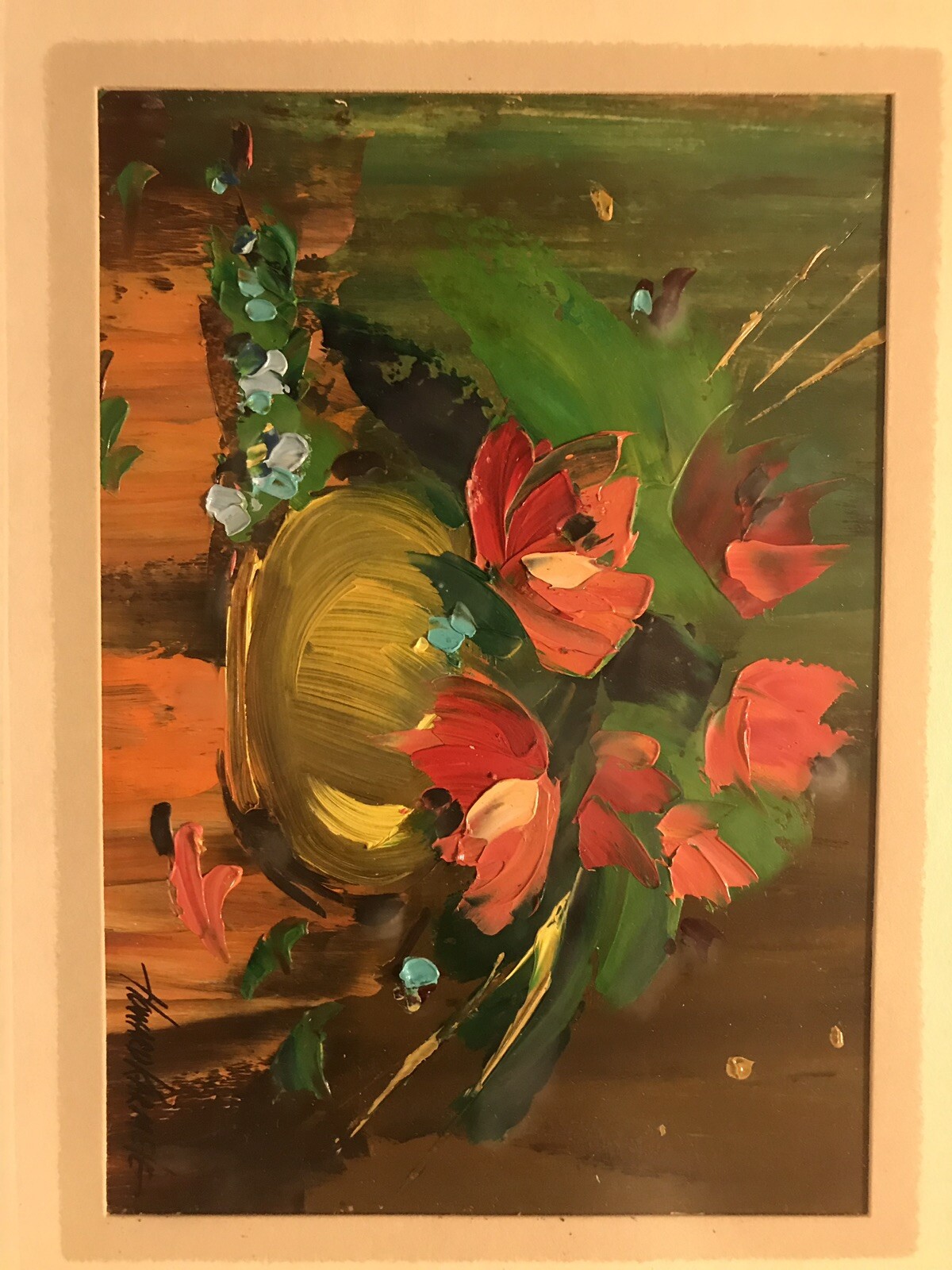 Vintage Framed Floral Oil Painting by Noted Artist Howard Karmel