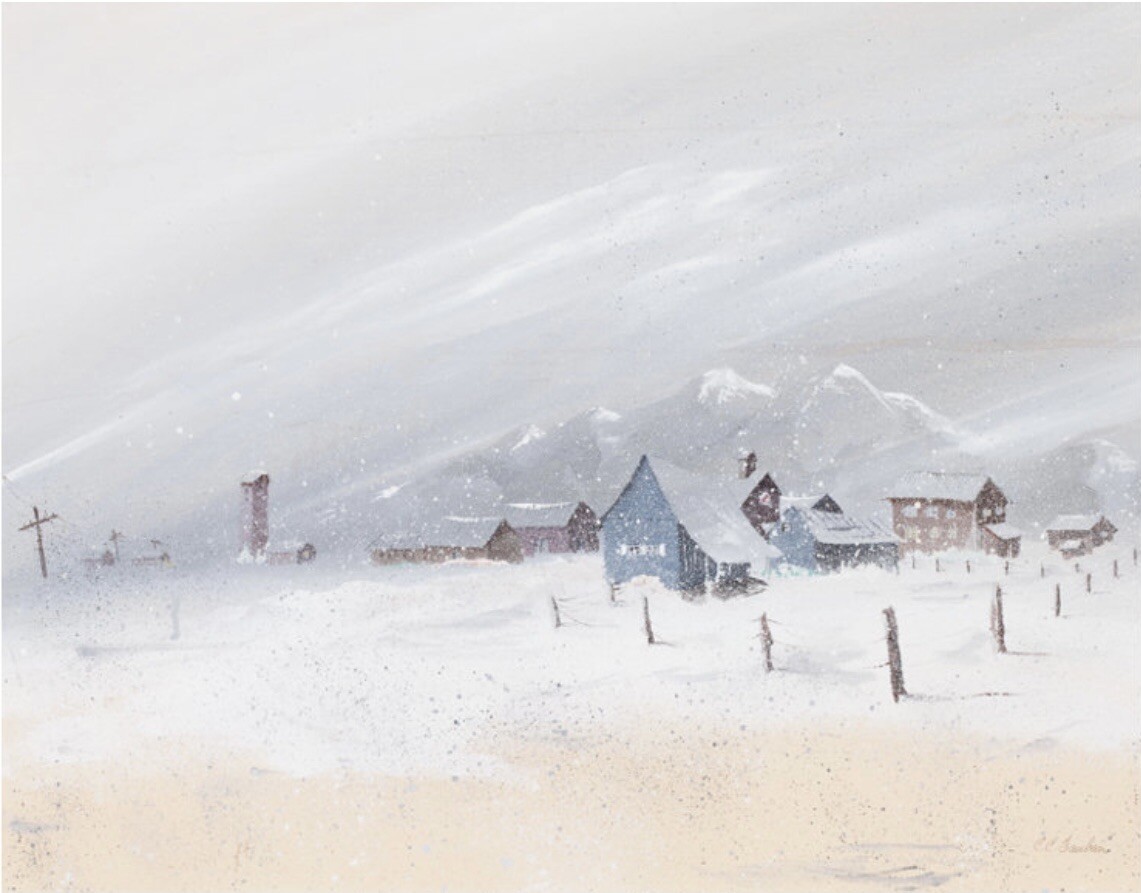 C.C. FAUBION American, 20th Century Gray Skies (Colorado Peace) Acrylic Painting