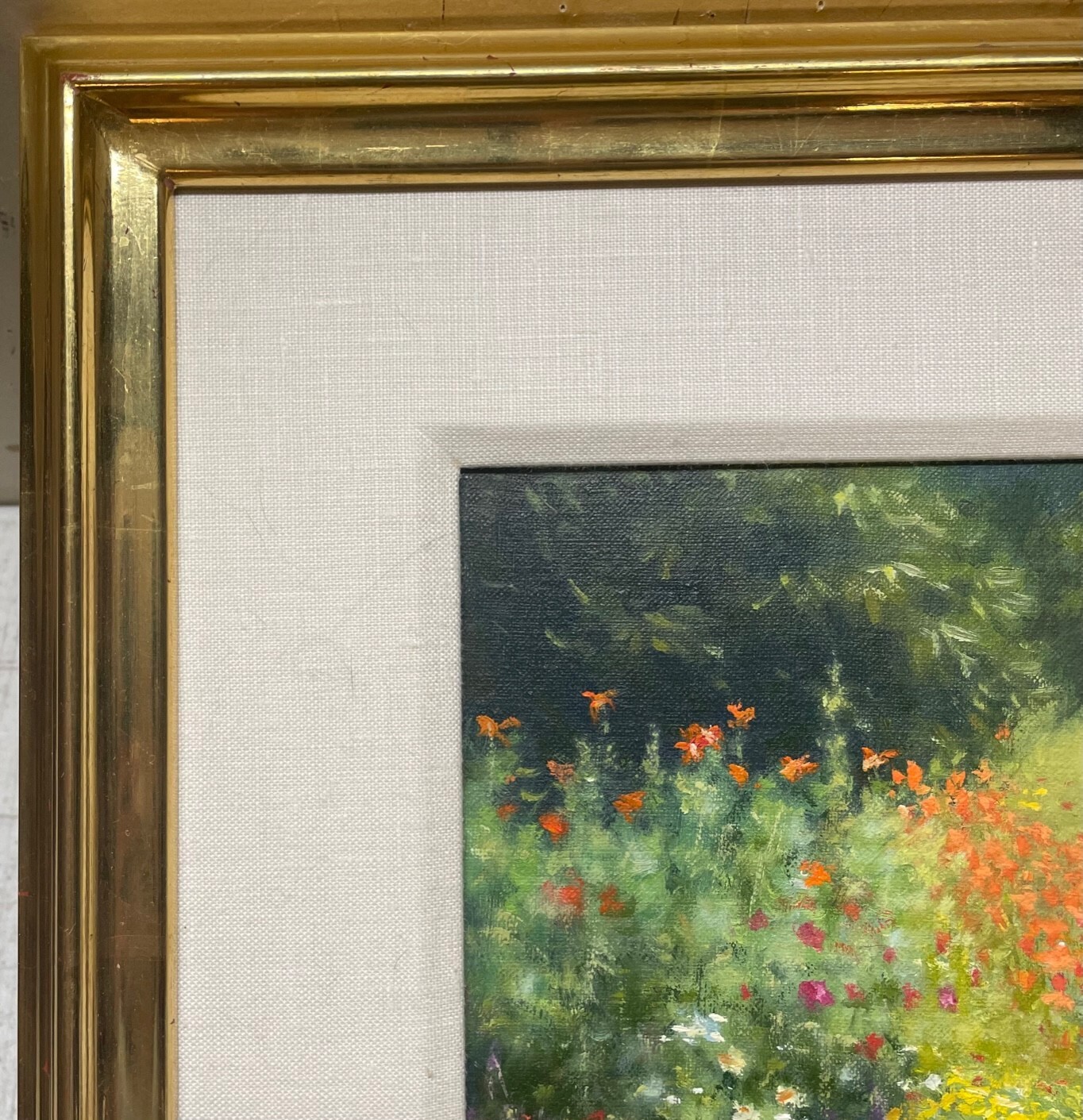 Vintage WILLIAM E BARTLETT ‘Backyard FLOWER GARDENS’ Contemporary Oil Painting