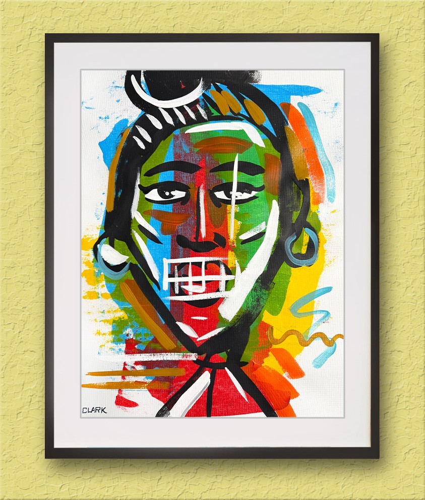 Pop Art Expressionism Female Portrait – Acrylic Painting 16×12″ Paper Canvas