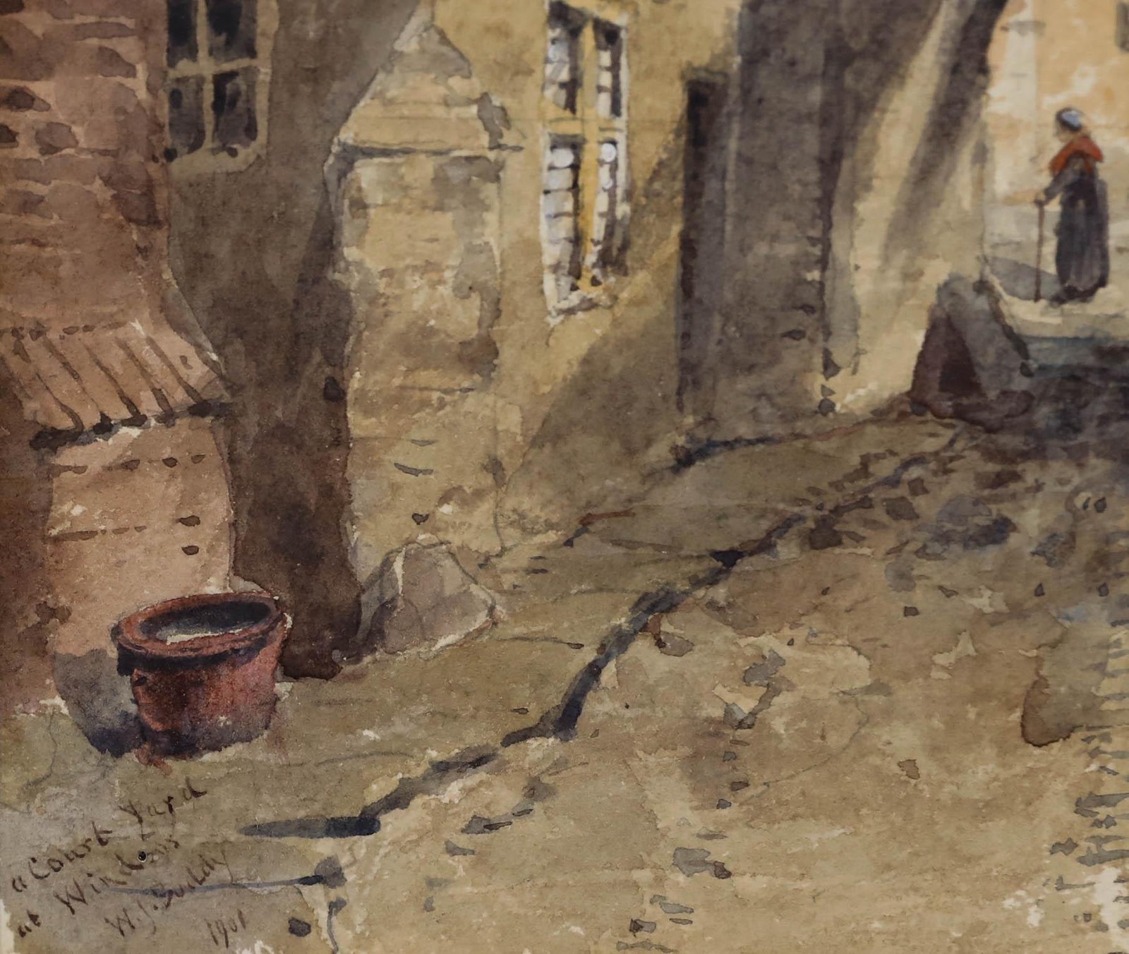 William James Boddy (1832-1911) – 1901 Watercolour, A Courtyard at Windsor