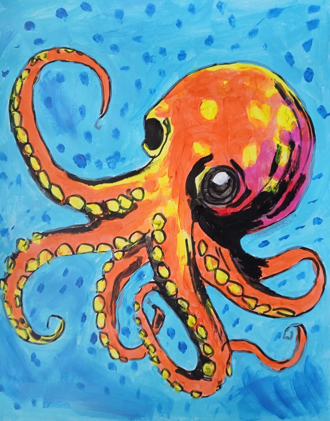 Abstract/Expressionism Octopus 11×14 One of a Kind Colorful Street Art Painting