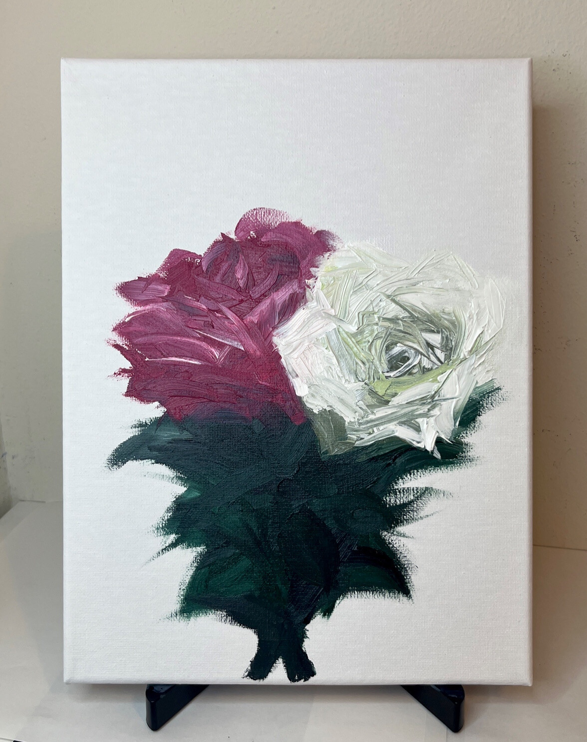 Oil Painting “Roses” by J. Pel / 9 x 12 in / Still Life / Stretched Canvas