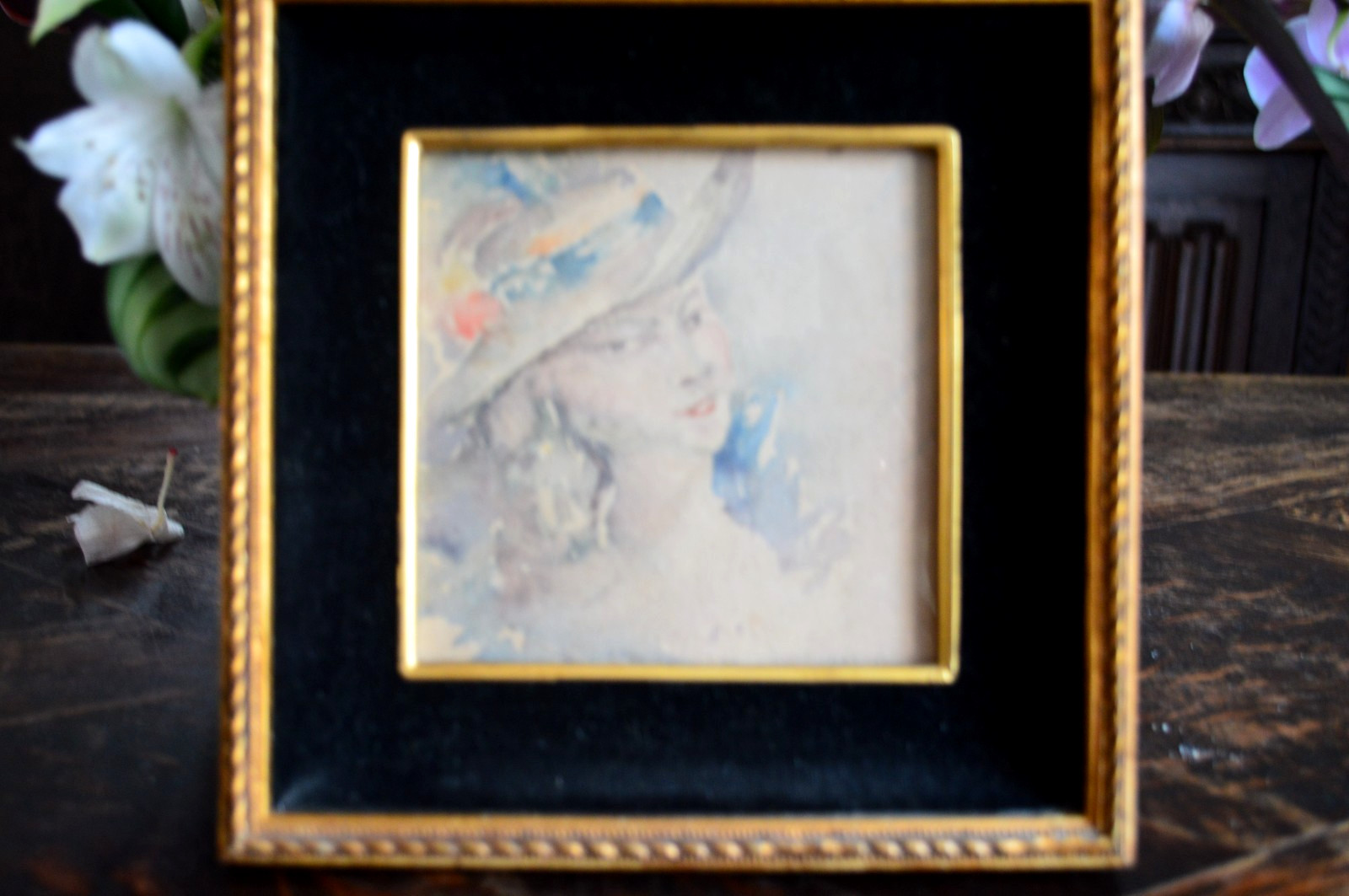 ANTIQUE SMALL PAINTING FRENCH MARIE LAURENCIN AVANT GARDE WOMAN’S PORTRAIT
