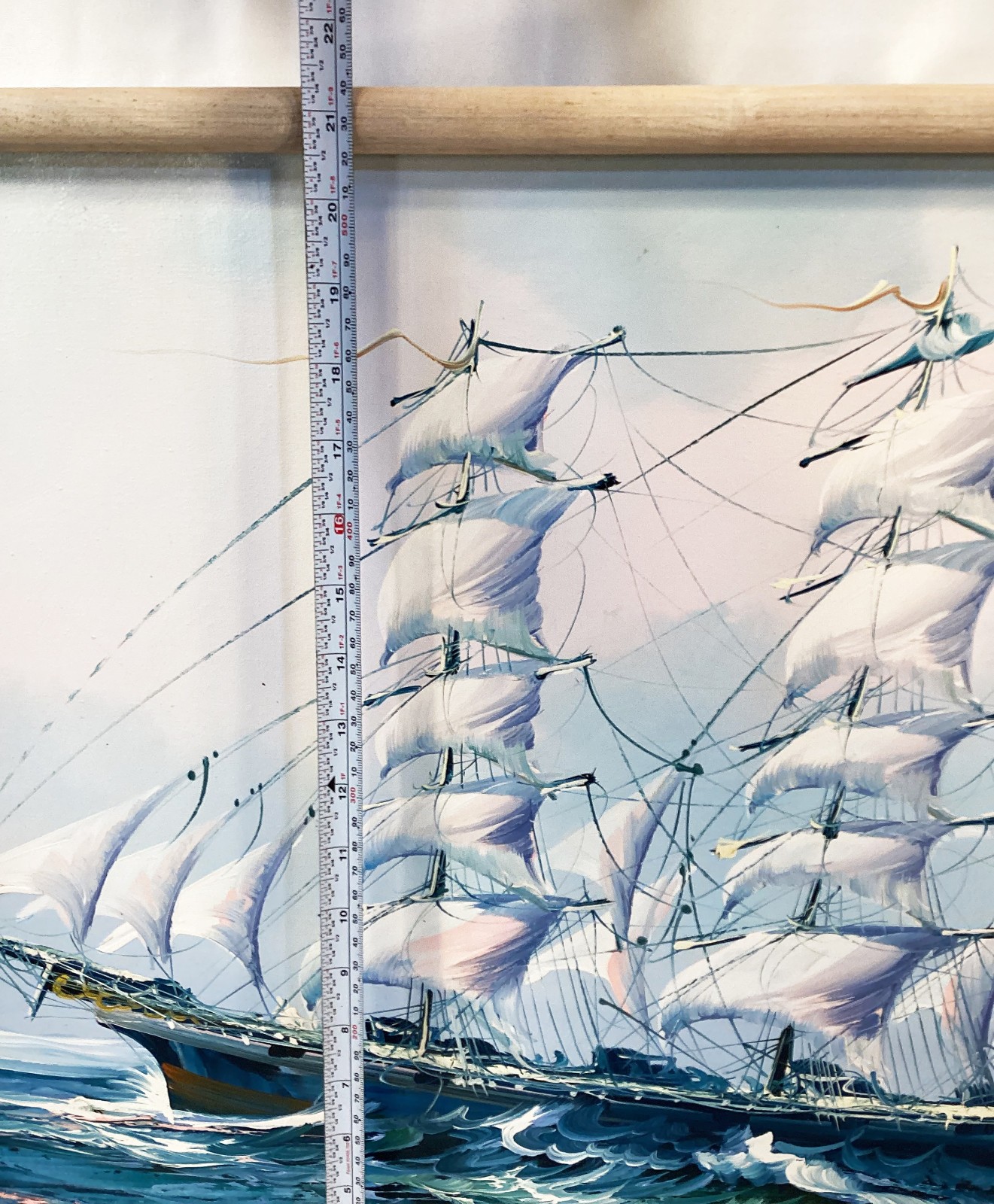 K.MASKELL SAILING SHIP ORIGINAL OIL ON CANVAS Nautical Framed 21×33