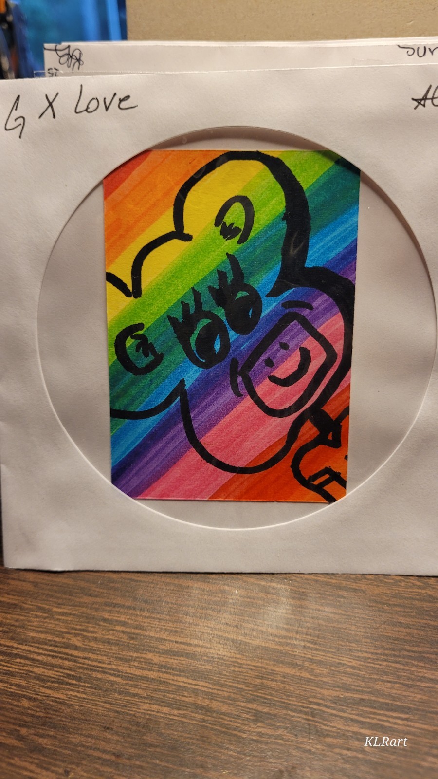 aceo rainbow original abstract 2.5×3.5 art card signed kitrit Gxlove
