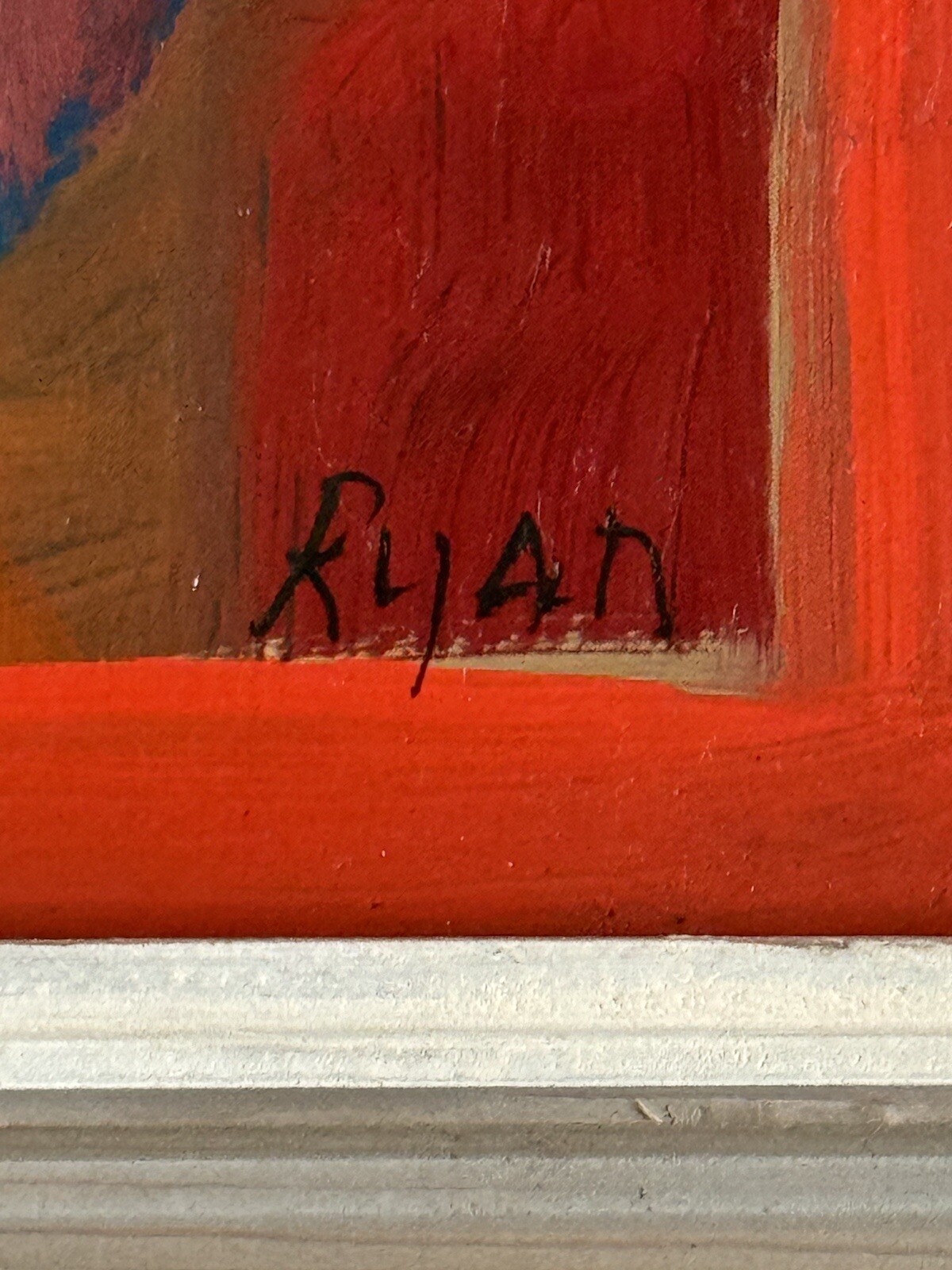 PATRICK RYAN VINTAGE MODERN ABSTRACT CUBIST HARD EDGE OIL PAINTING OLD 1950s