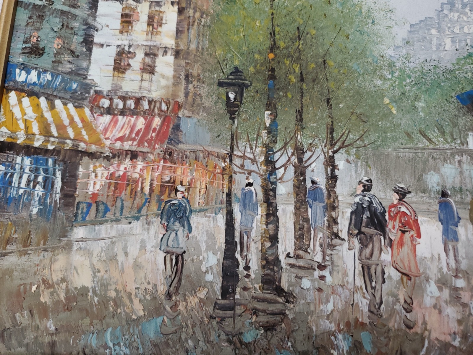Caroline Burnett Signed Paris Street Scene Oil Painting Notre Dame Gilt Frame