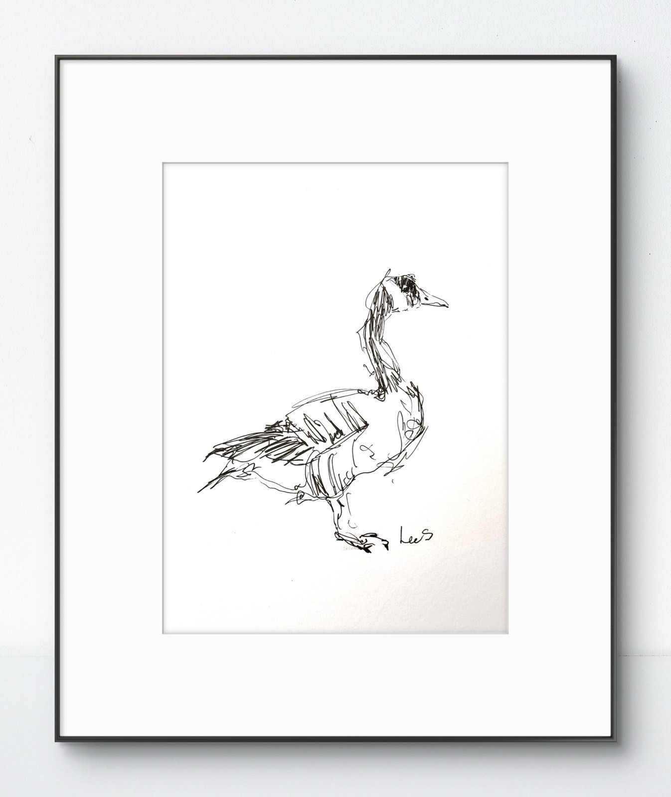 Original Abstract Expressionism 9X12 Goose Paper Ink Gestural Handmade Signed 14