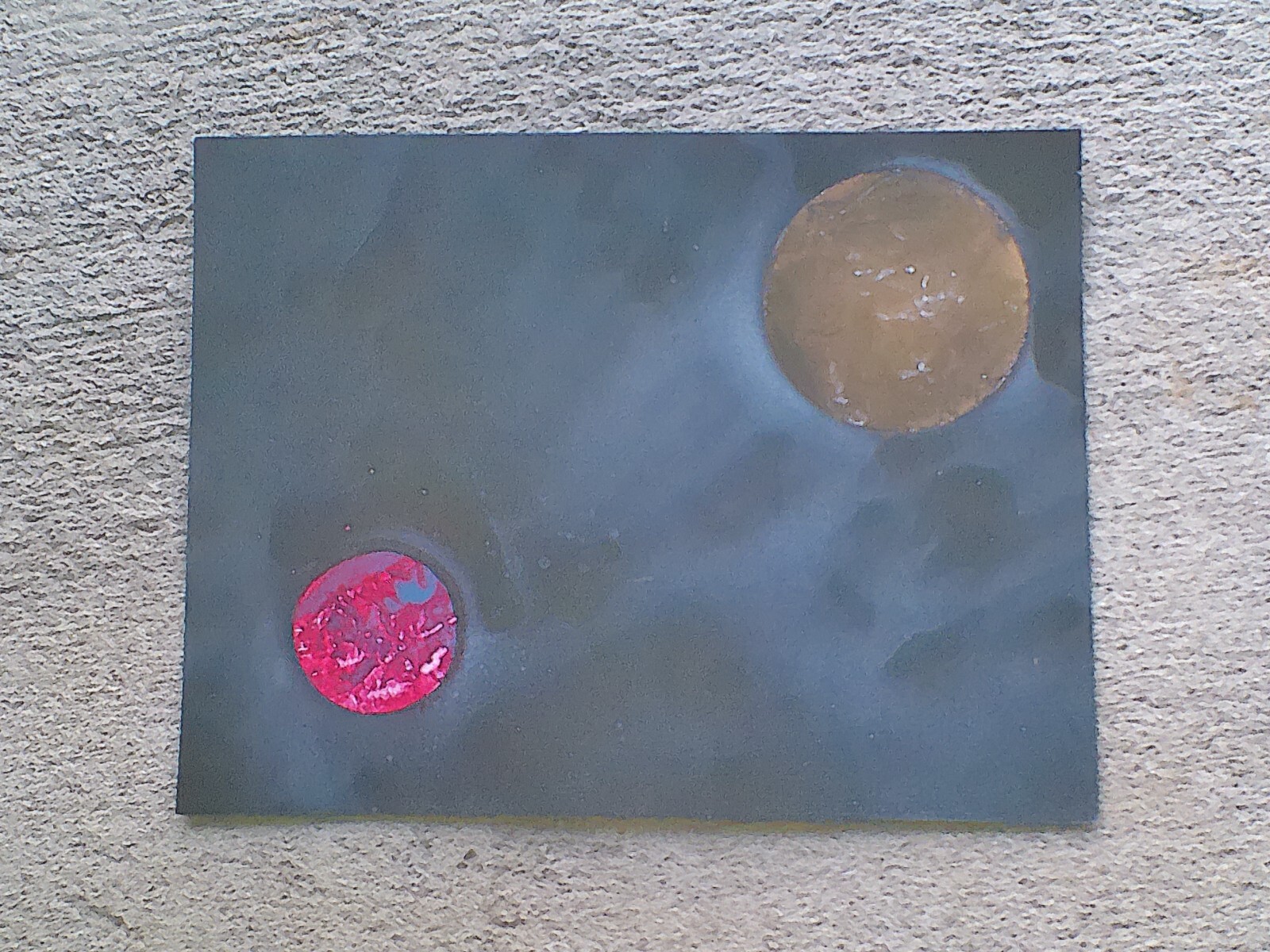 Spray Paint Art. Black, Gold, Blue and Red planets. SprayPaintX