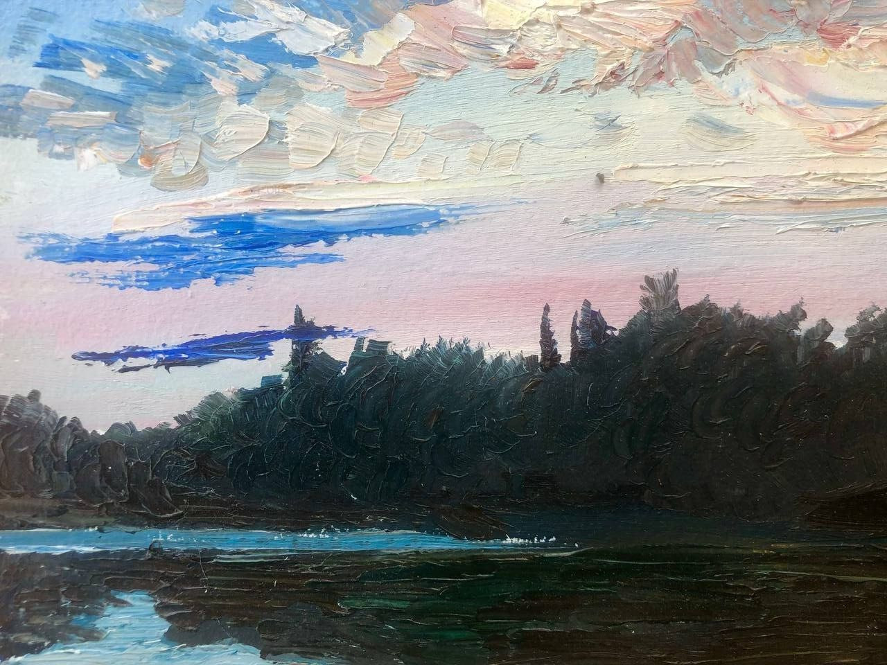 Painting by Ukrainian artist «Sunset, night is coming» oil