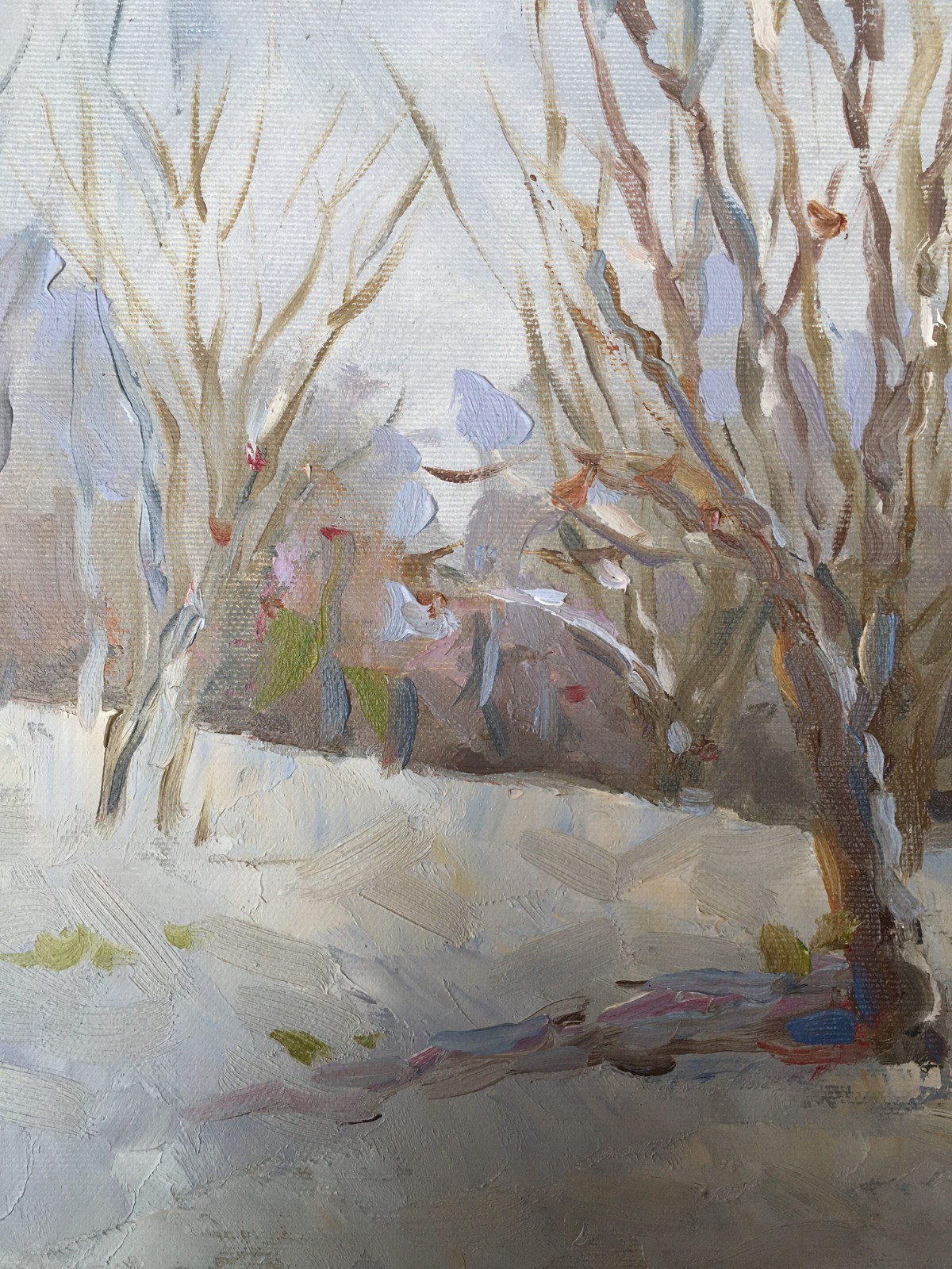 Oil painting Winter Ukrainian painter canvas Unframed original Decor landscape