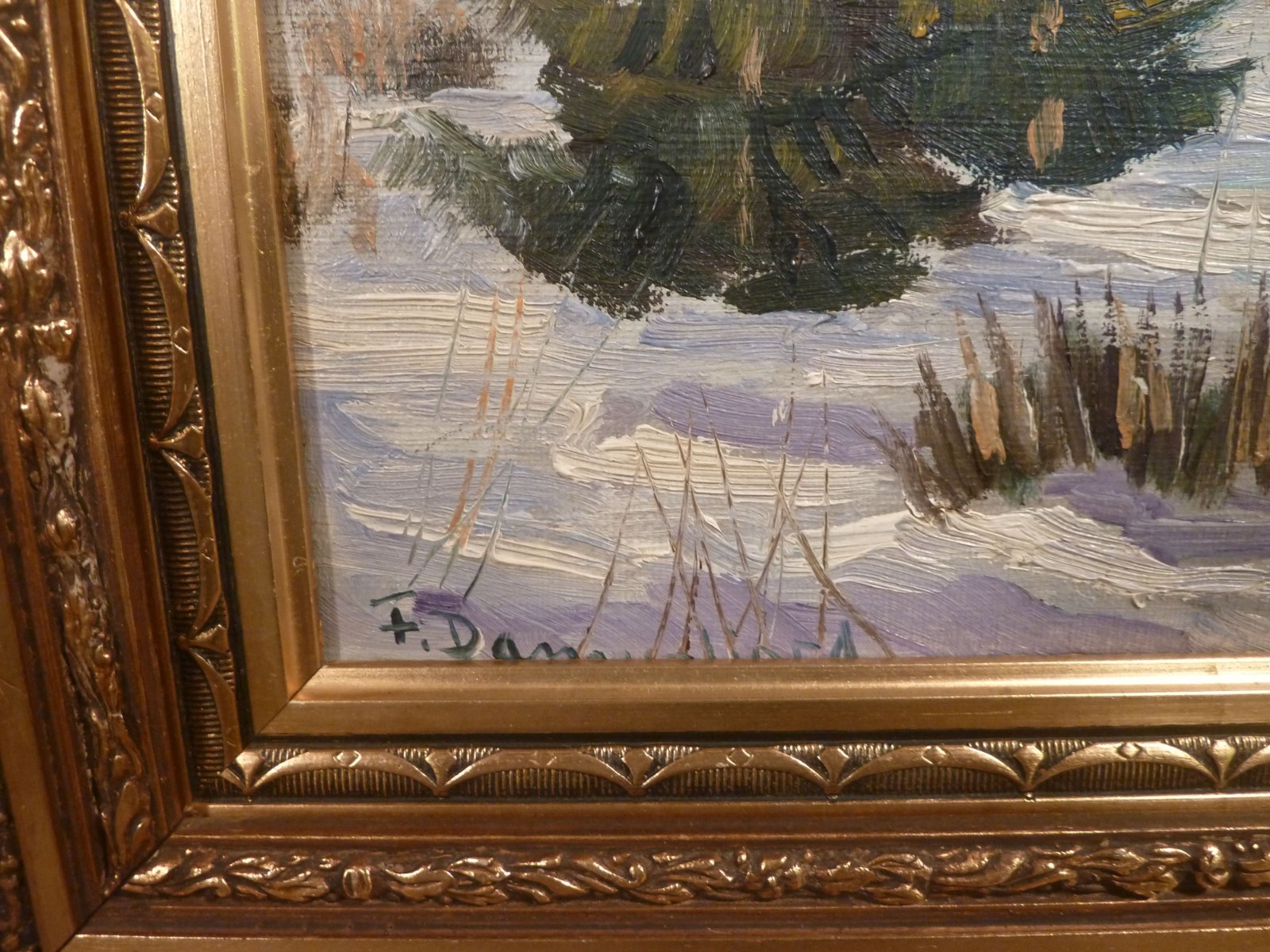FINN DANNERFJORD! LANDSCAPE WITH TREES COVERED IN SNOW.