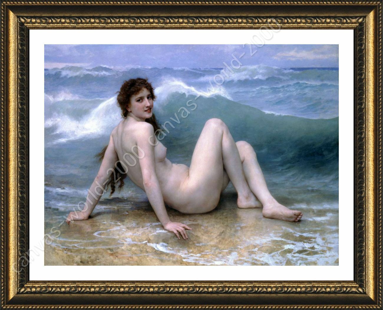 The Wave by William Bouguereau | Framed canvas | Wall art print artwork poster