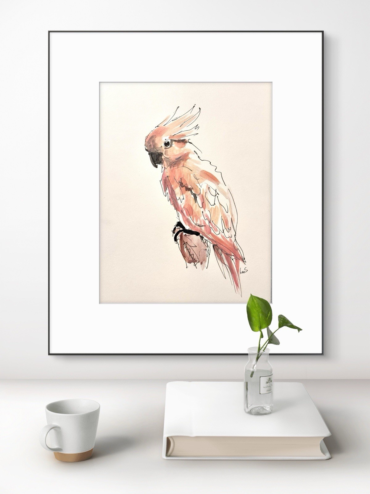 Original Abstract MInimalism 9×12 Cockatoo Handmade Signed Bedroom Decor 20