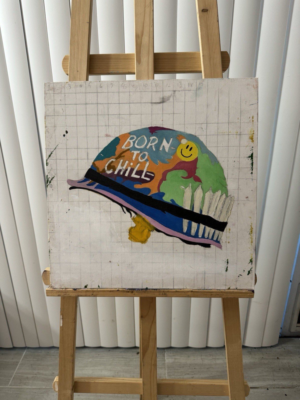 CatDaddyDollars Original Art “Full Mellow Jacket” oil painting 16×16