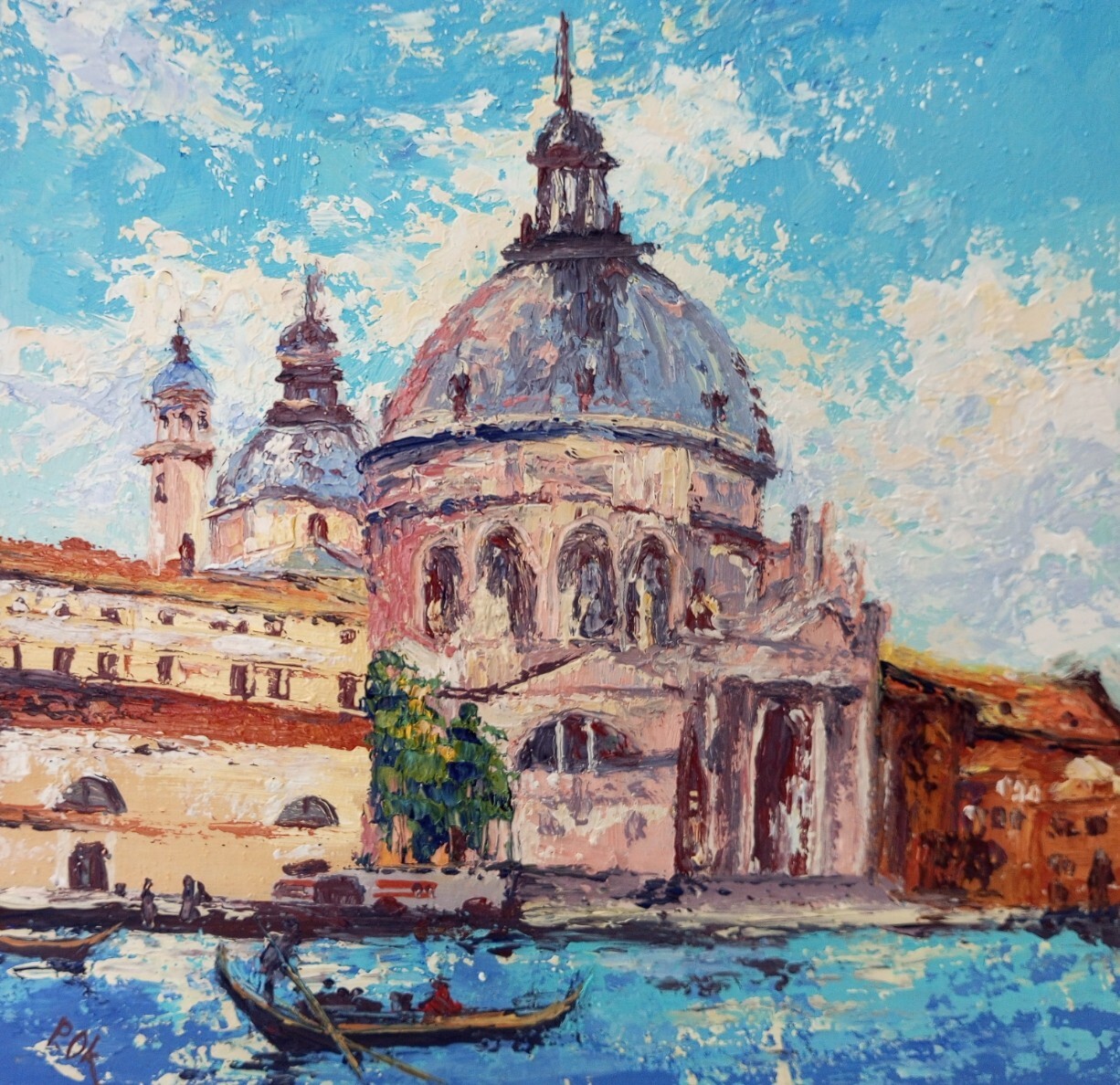 Venice City Original Landscape art, Oil Painting Textured artwork Impasto 10×10