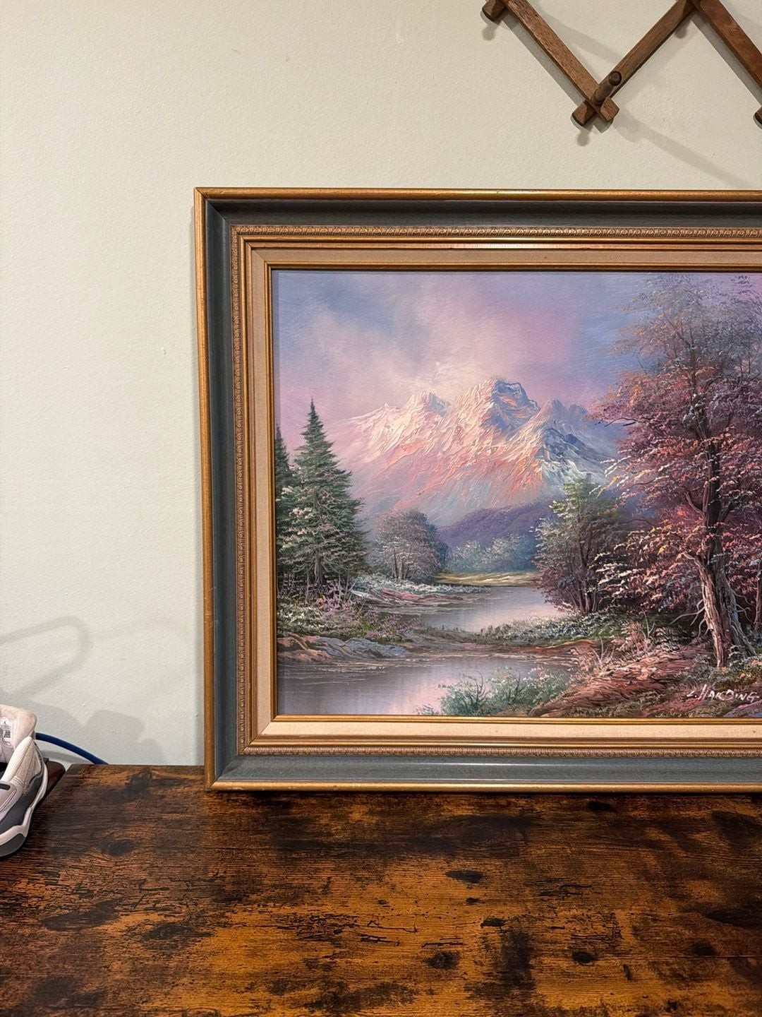 John L. Harding Original Landscape Oil on Canvas Painting Mountain Sunset 20×24