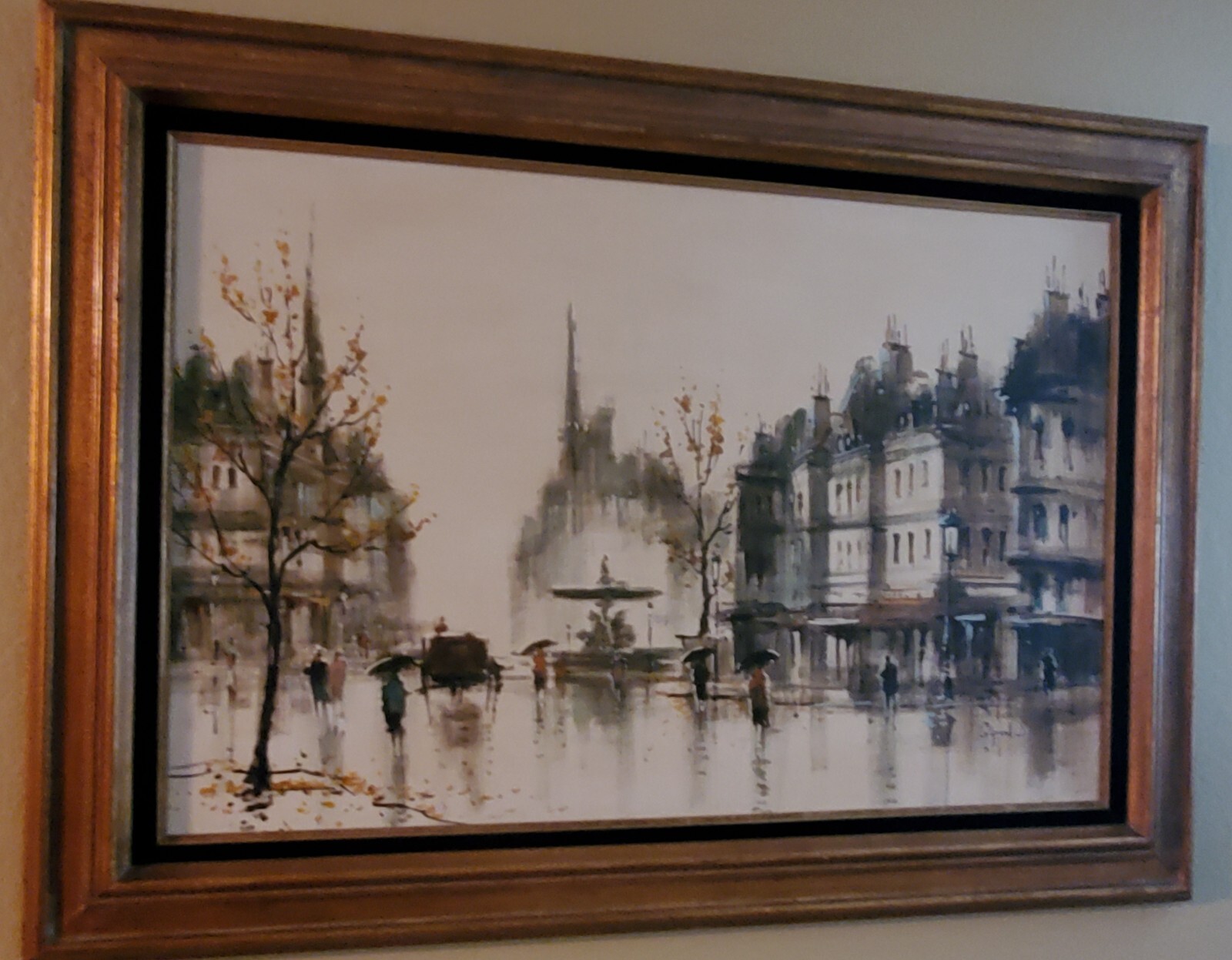 c1960s Albert LeGrand French Street Scene Oil on Canvas Painting Signed