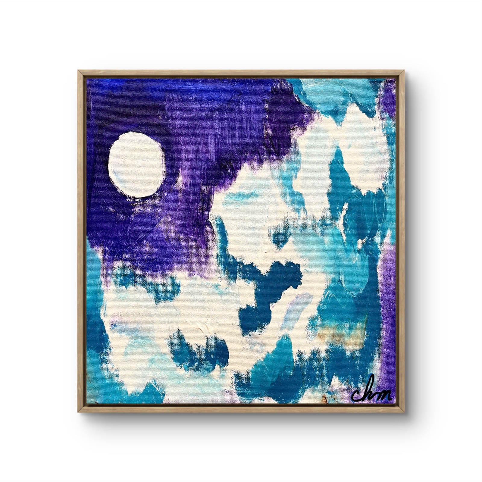 12×12 “Mood Moon” Neo-Expressionism Handmade Original Colorful Abstract Art