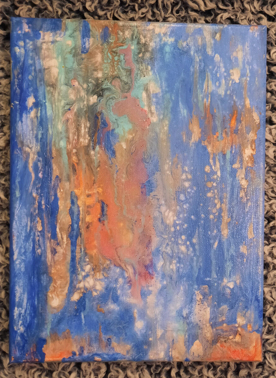 Abstract Acrylic Pour Painting 9×12. Tatiana Eres: «Reflections in Water»