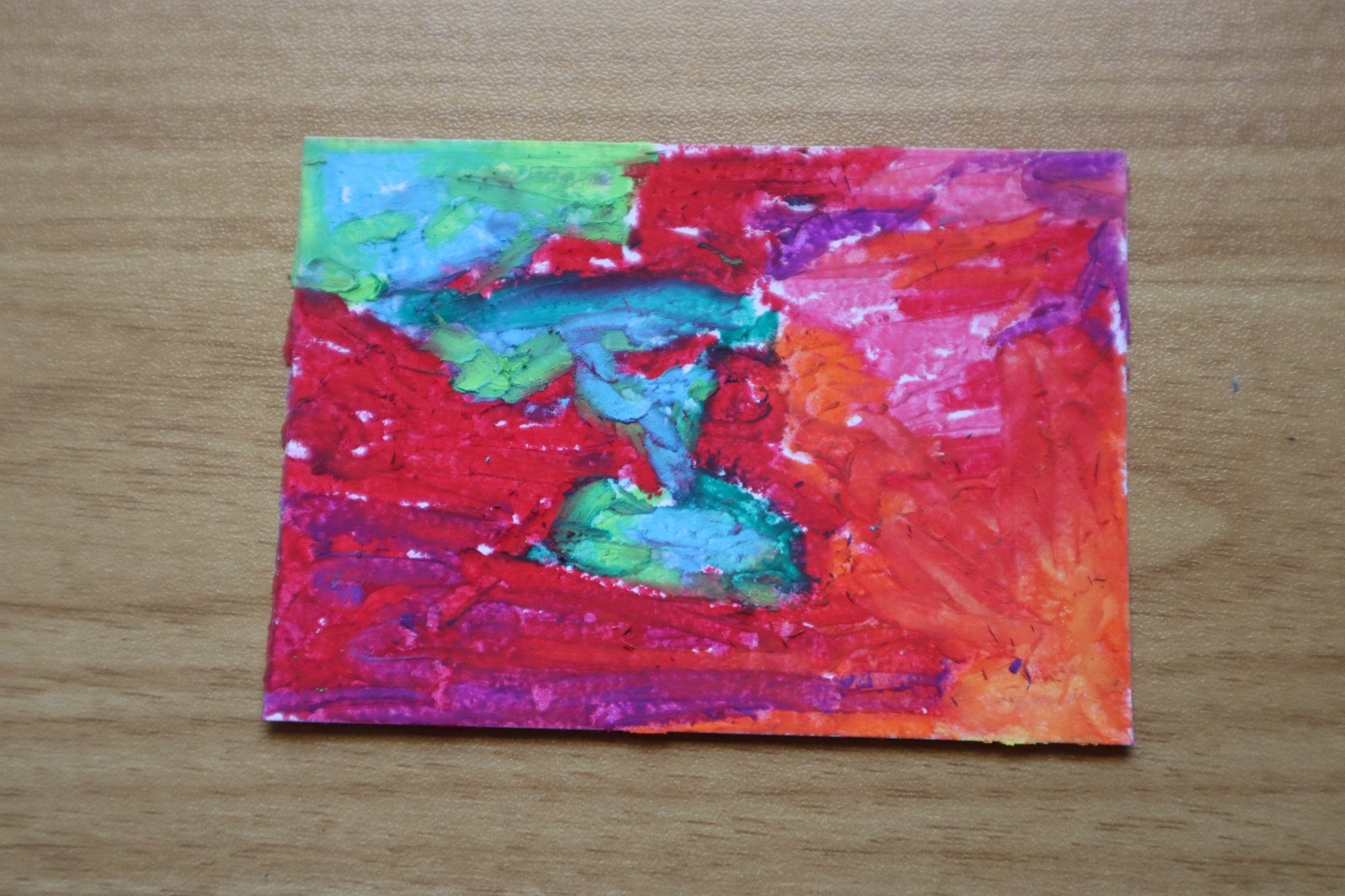 ACEO original art abstract 2.5×3.5 oil pastel «Opening Up «