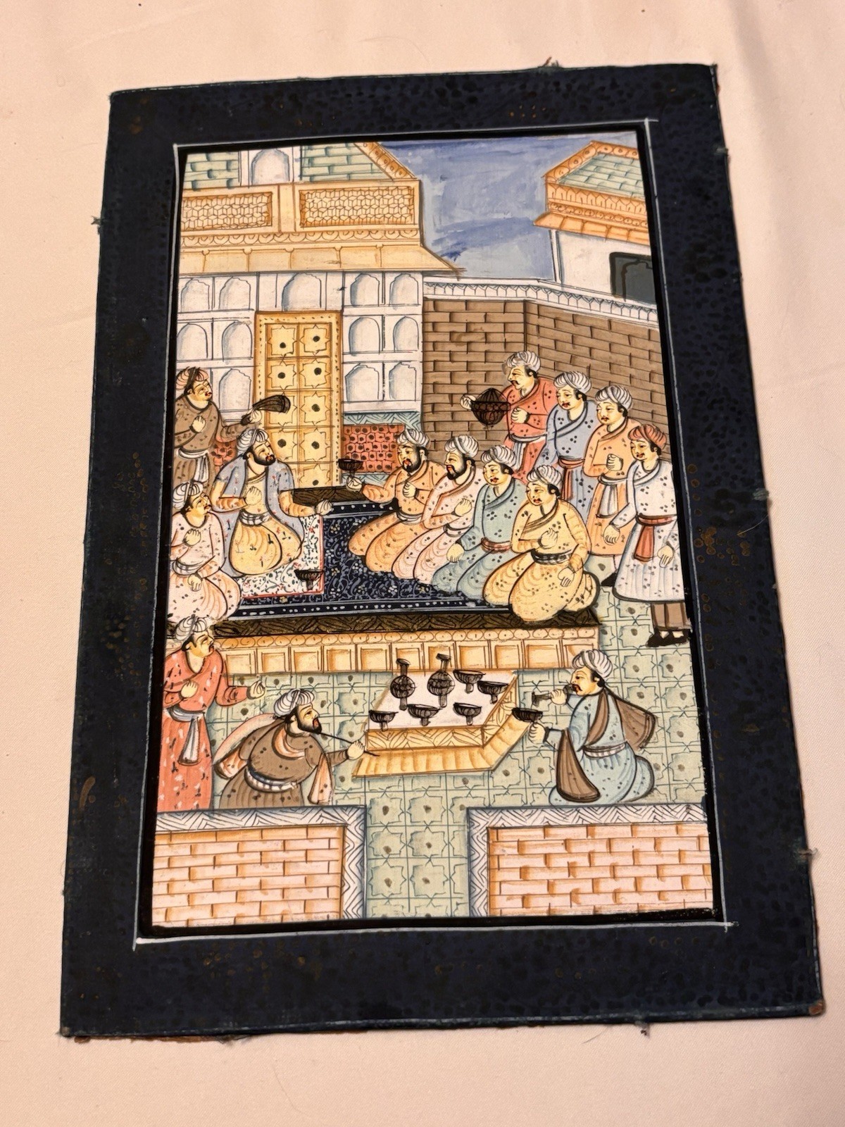 Handmade Mughal Style Indian Miniature Painting Court Scene On Paper