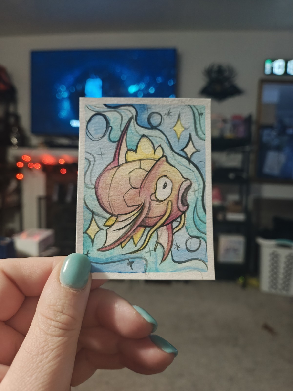 Magikarp Hand Painted One Of A Kind ACEO Original Watercolor Atc Trading Card