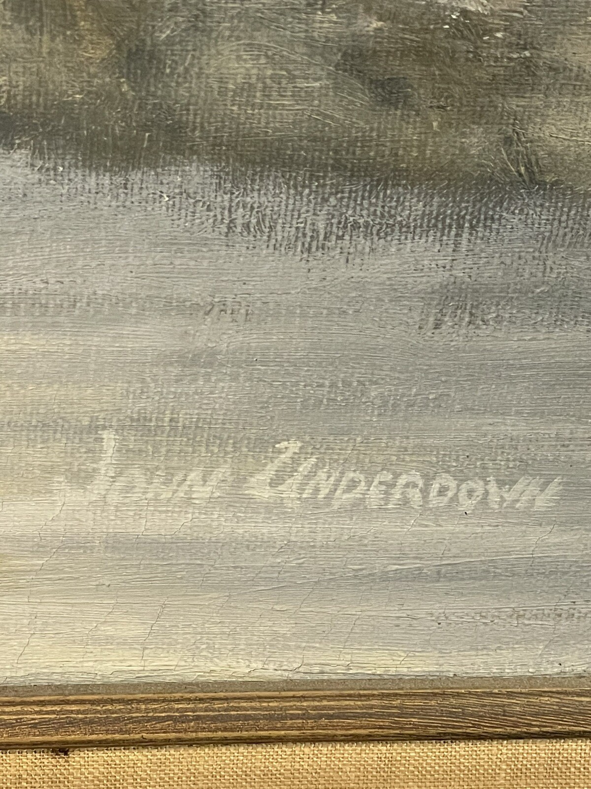 John Underdown Oil Painting Glendale CA Street Scene 34″x45″ – Gilt Frame MCM