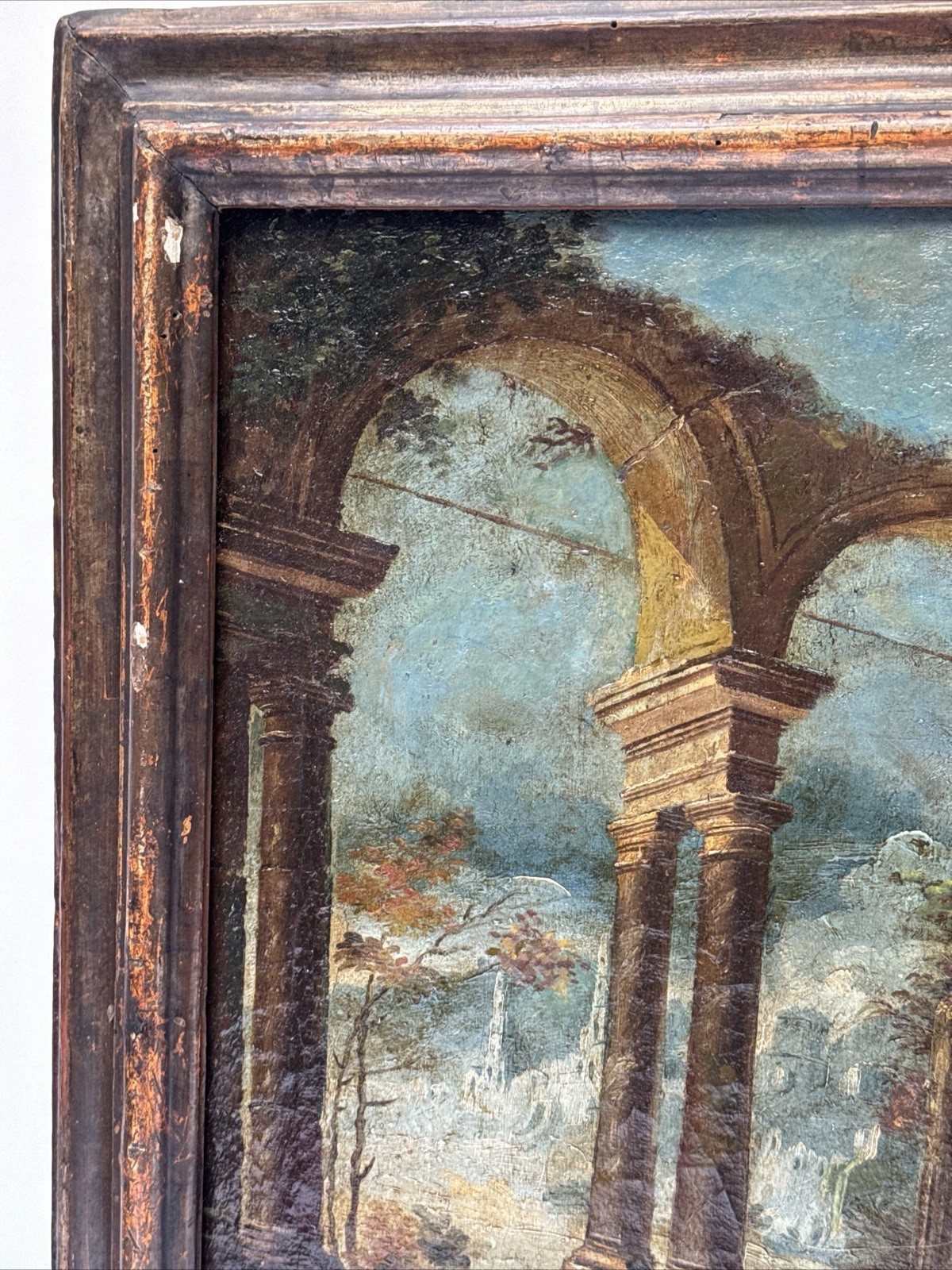 ANTIQUE OLD MASTER PAINTING 17TH TO 18TH CENTURY MYSTERY ARCHITECTURE LANDSCAPE