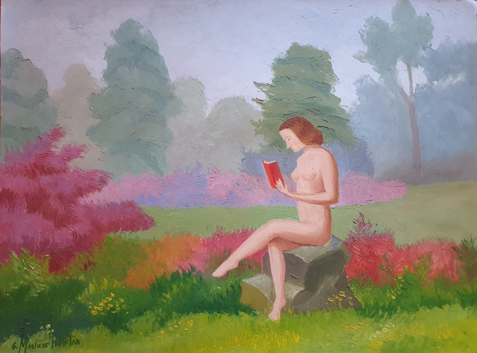 2 Oils Sign Georges Marlière Pelletan Naif Naked Women Curiosa Erotica