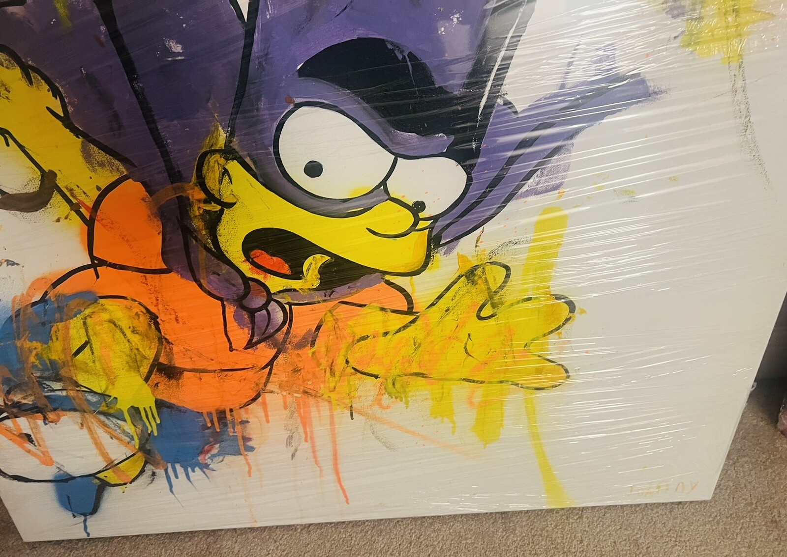 Johnny In Paris Original Painting Bartman The Simpsons 36” X 36” X 1.5”