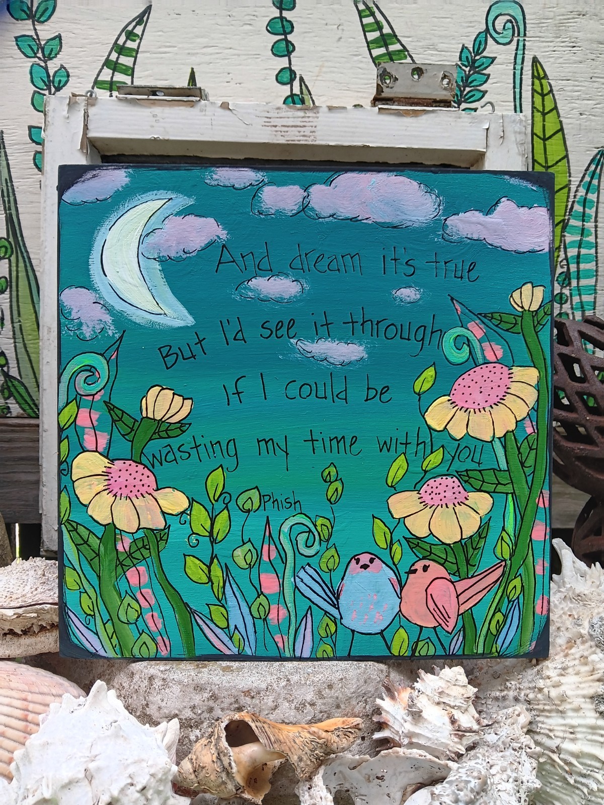 Phish Band Waste Lyrics Painting 10″ wood panel, Cute Song Folk Art, Music Theme