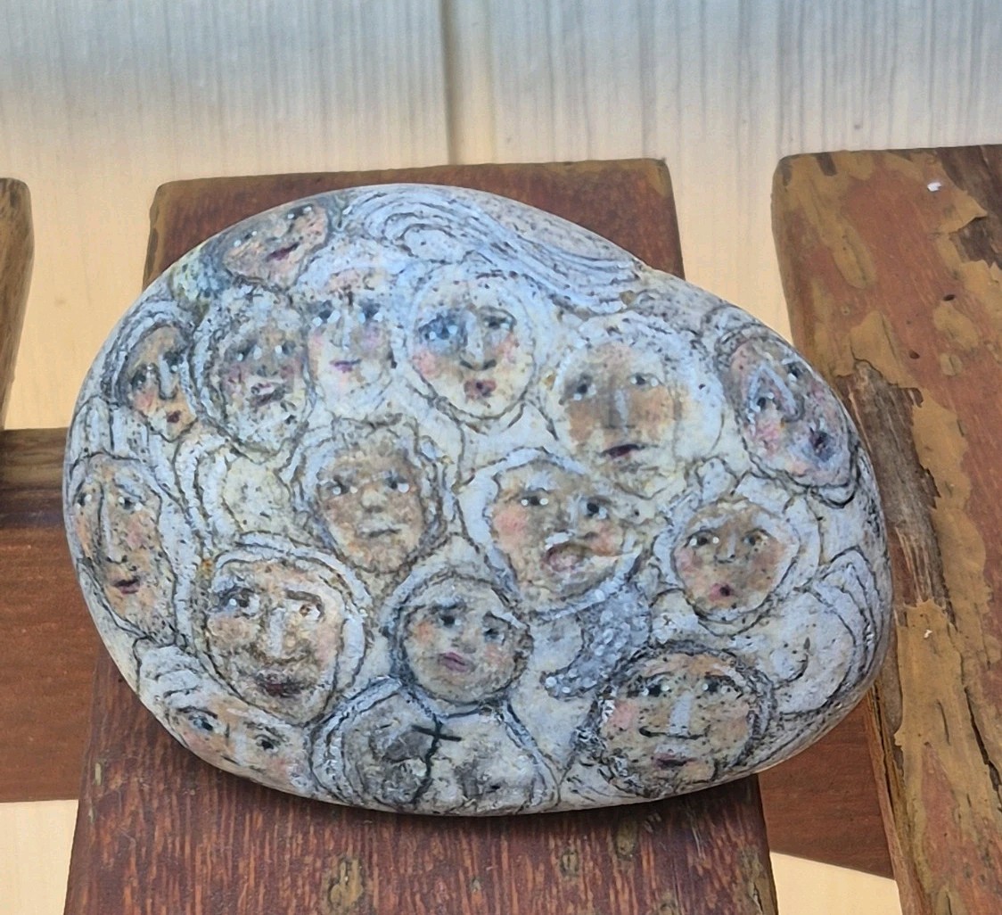 Handpainted Rock Stone Art ~ Angel Art ~ Expressionism ~ Folk Art ~ Angels