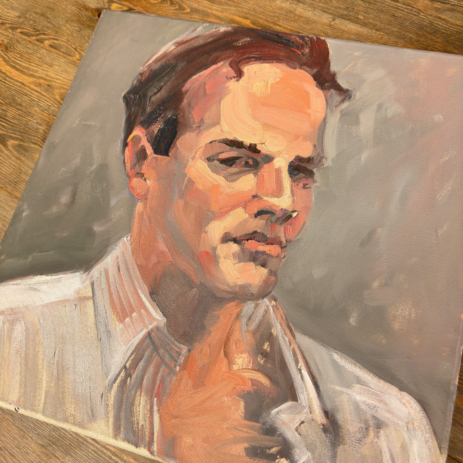 «The Serious Man» Californian Expressionist Helen Haskell-Molles Oil Painting