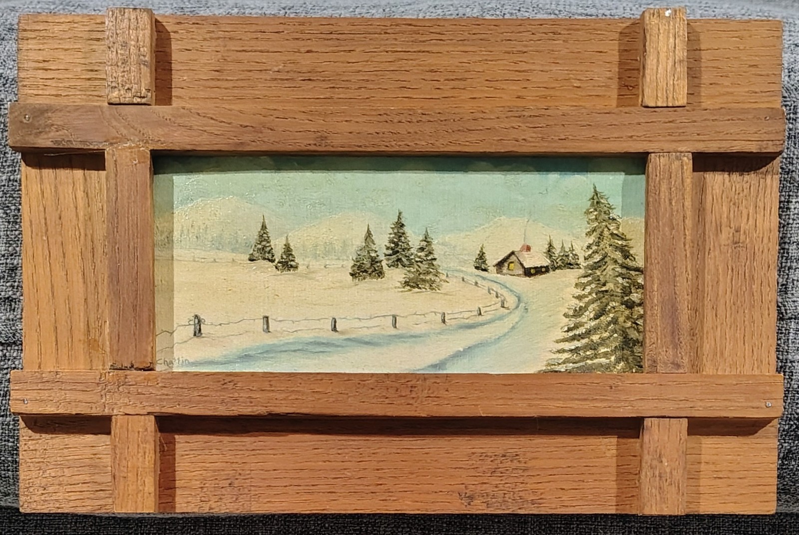 M. Chattin Winter Landscape Antique Painting Country House In The Snow