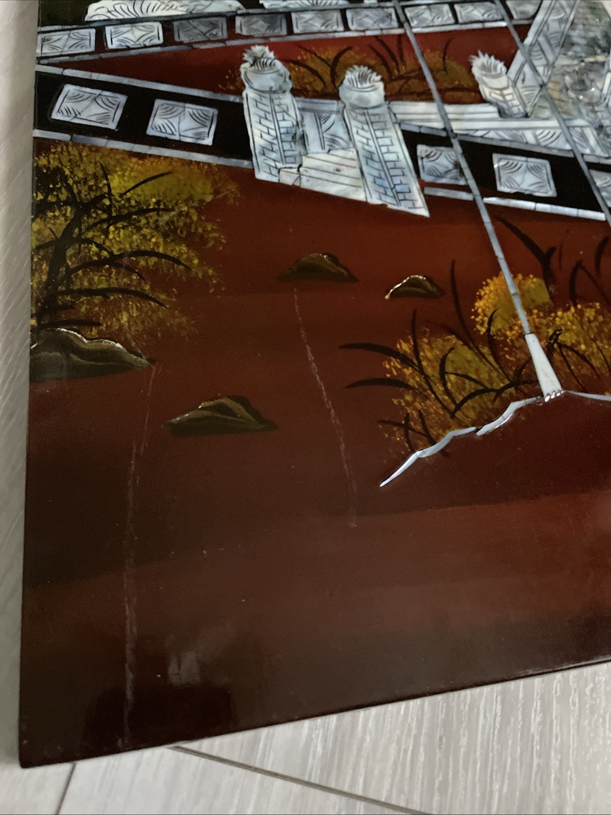 Asian Vietnamese 4 Lacquer Piece Artwork 23″HX45.6″L