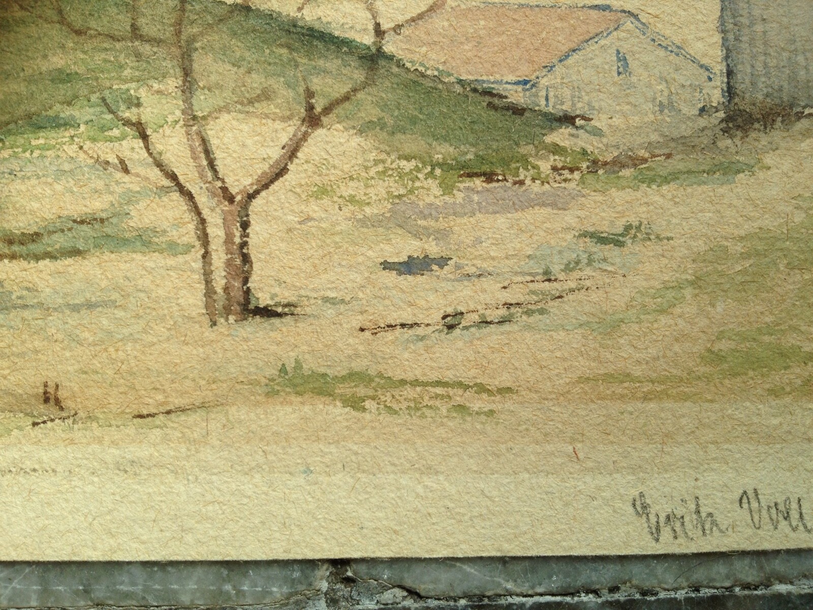 Aquarell Landschaft Mit Schneebedeckten Bergen