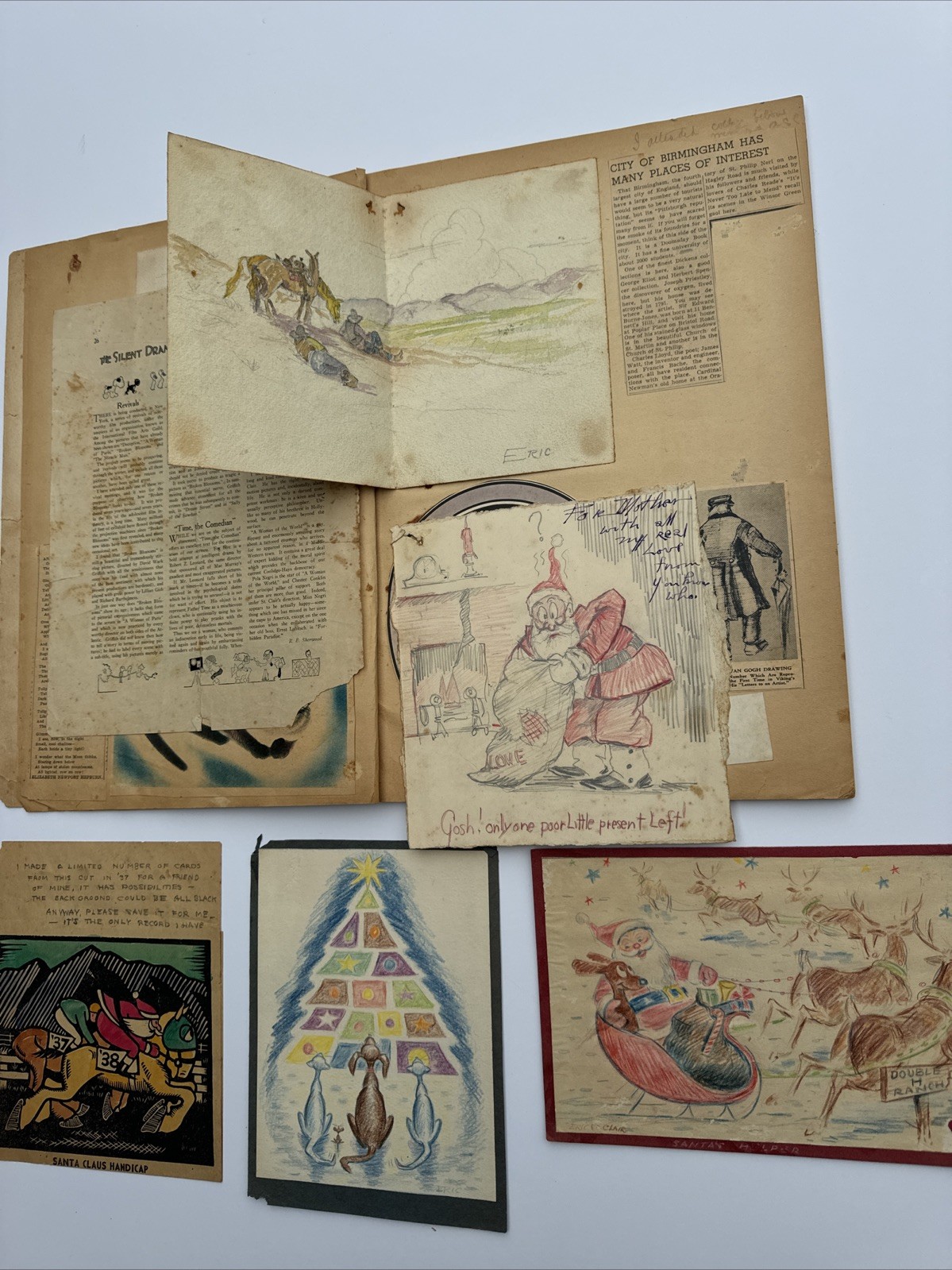 Antique Painting Drawing Illustrations St Clair Family Famous Xmas Scrap Book