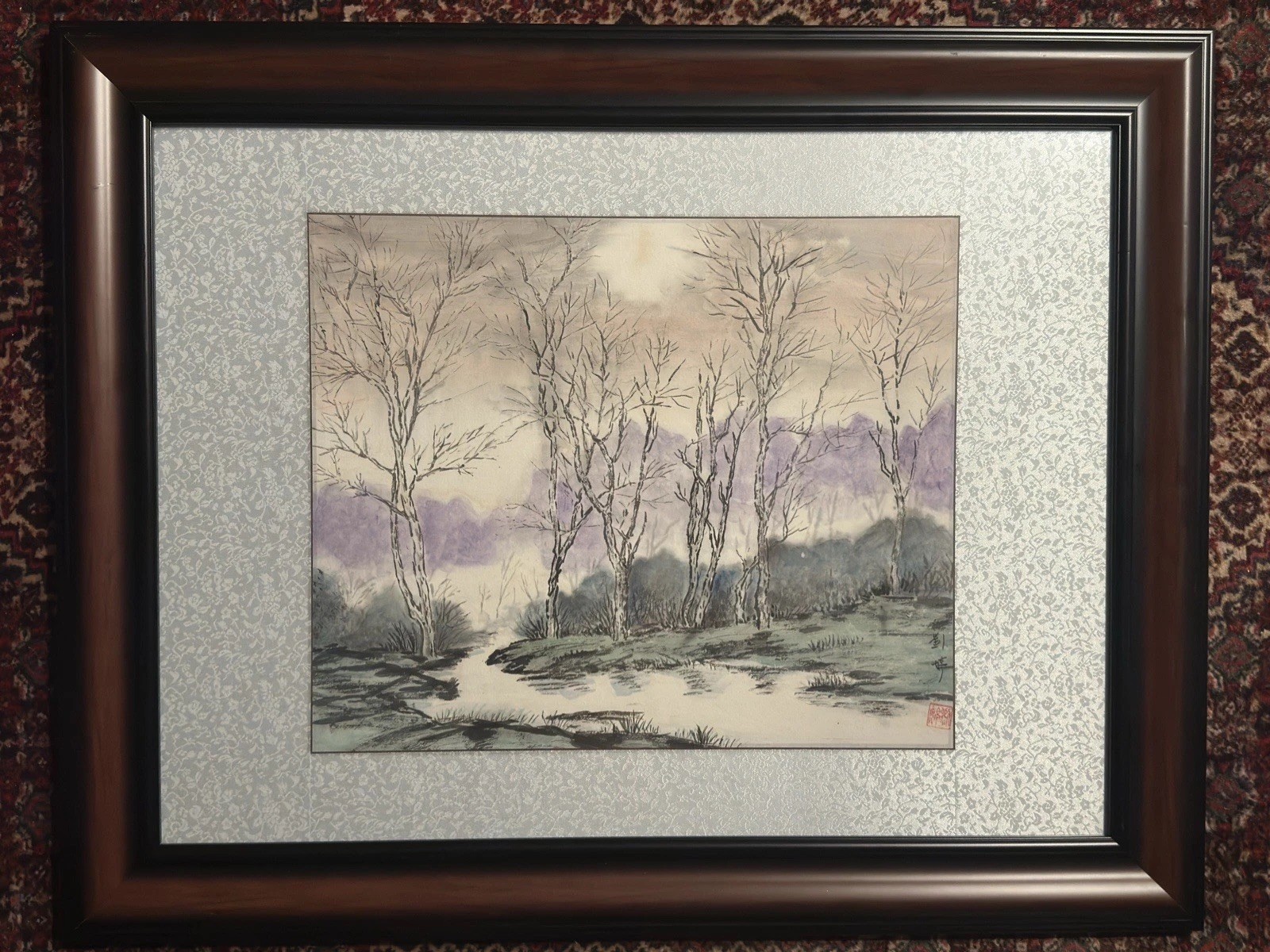 Chinese Landscape – Ink & Wash Watercolor Painting On Rice Paper Signed 13 X 16