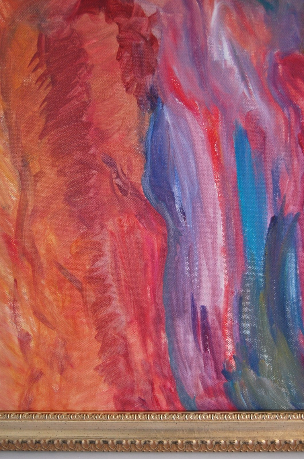 Vtg Framed Original Multicolor Surrealist Abstract Acrylic Oil Painting 20X16