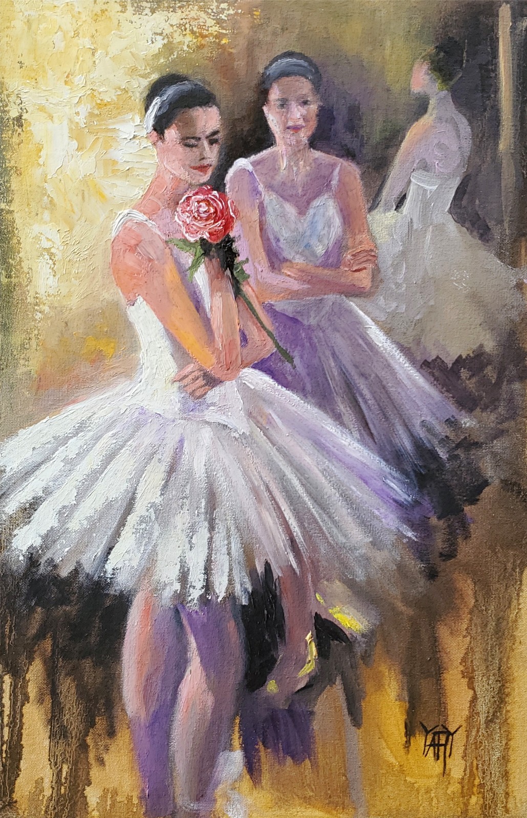 YARY DLUHOS Ballet Dancer Music Dance Figure Woman Girl Original Oil Painting